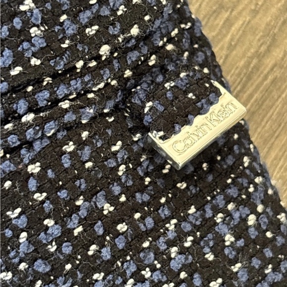 Calvin Klein Tweed Women 2- Piece Skirt Suit Set Size 14 Navy - Picture 2 of 11